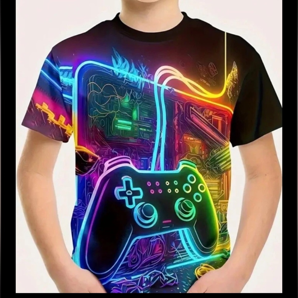 HUGE BUNDLE SALE! COLORFUL GAME CONSOLE BOY’S 3D PRINT T-SHIRT 11-12YR NWT